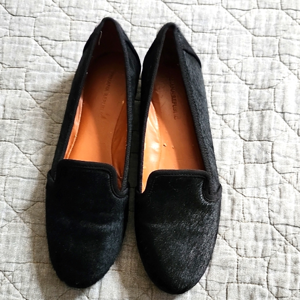 Banana Republic Black Suede Loafers Classic Flats Size 8